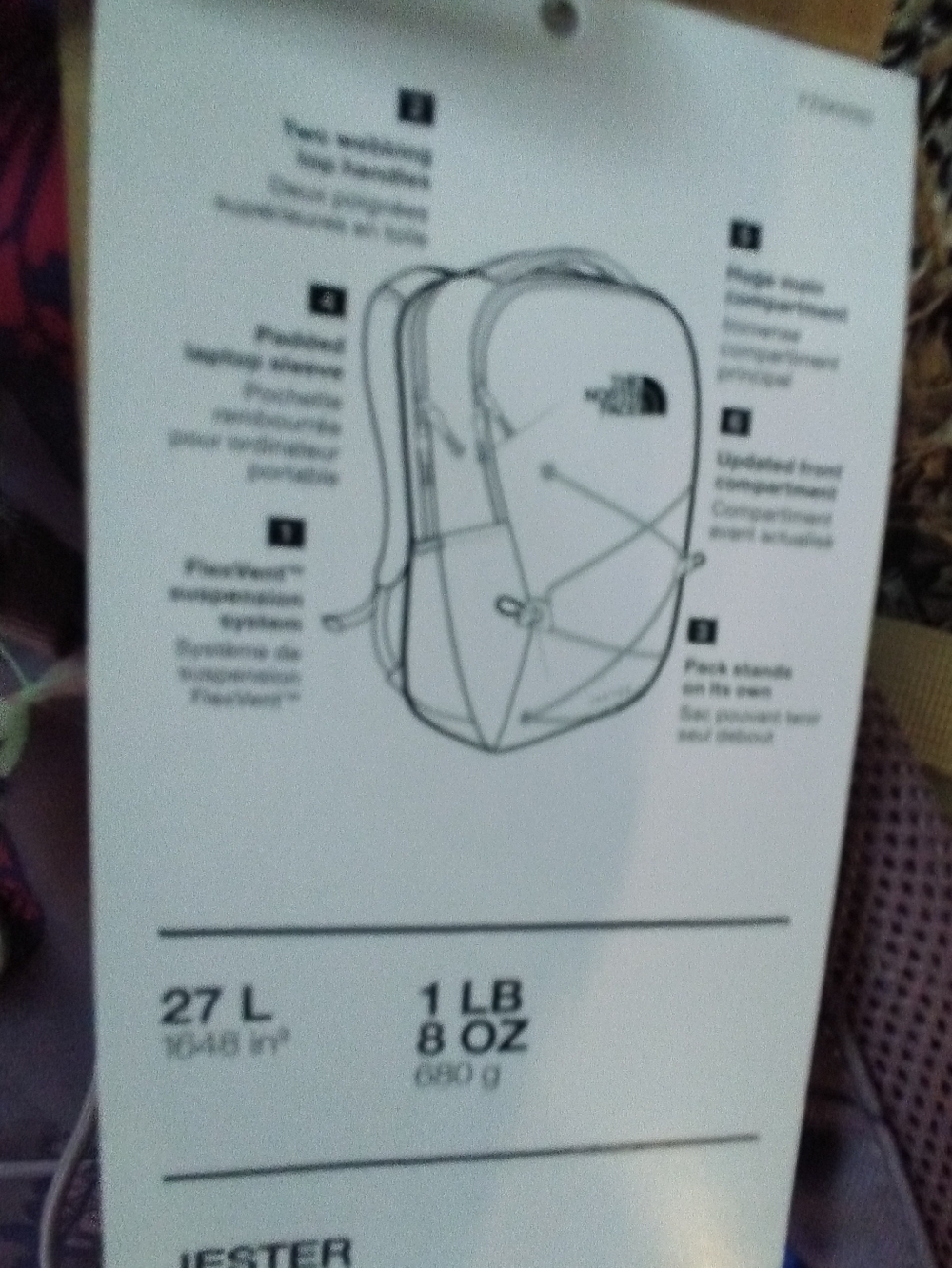 The North Face Jester Backpack in Fawn Grey Fall w/Purple ๐ Accents + Bonus - Picture 4 of 11